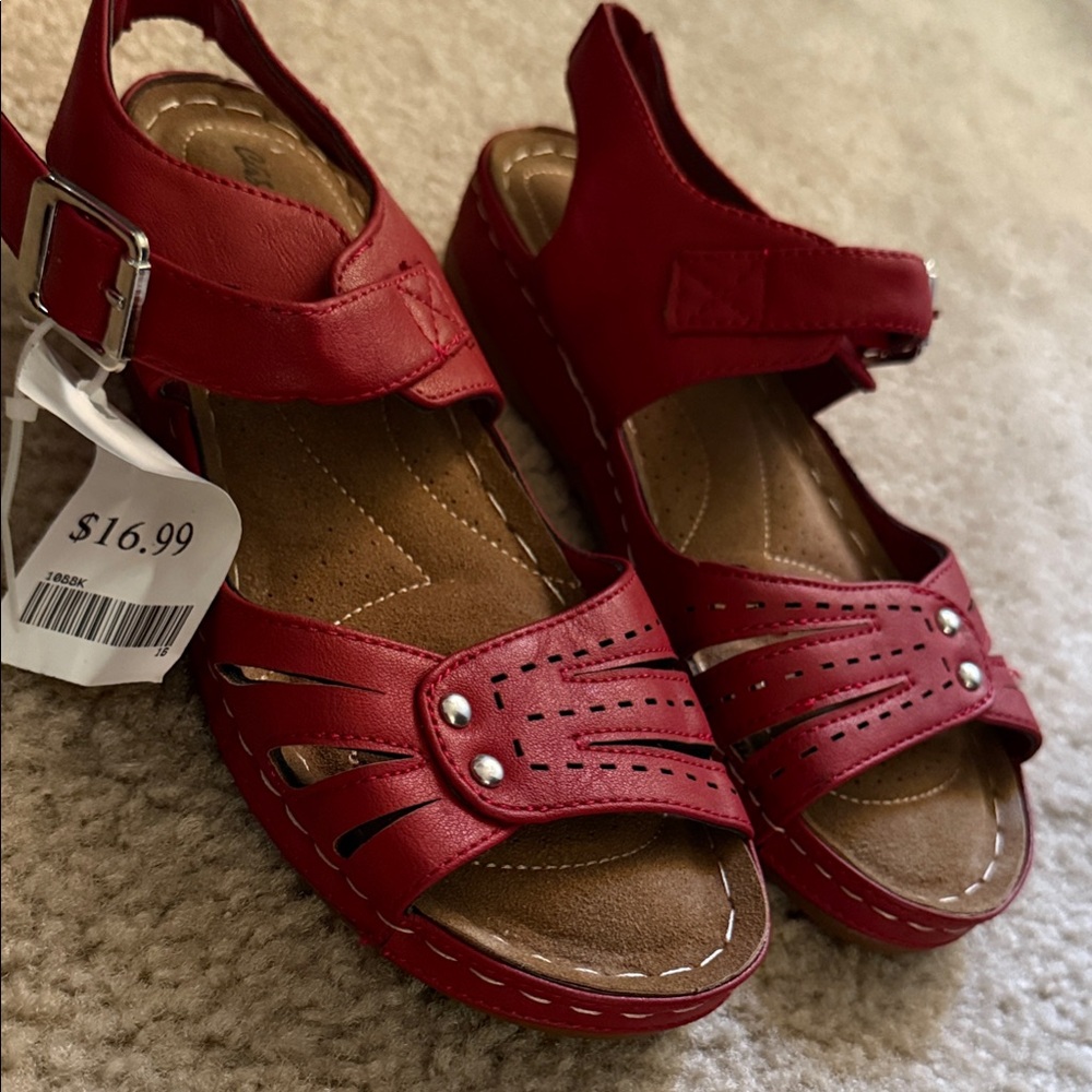Easy Street Women's Red Sandals